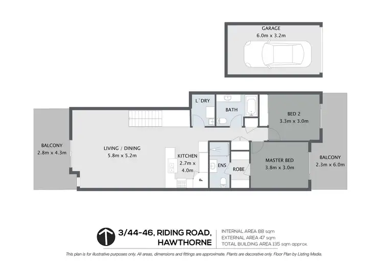 Floorplan of Homely unit listing, 3/44-46 Riding Road, Hawthorne QLD 4171