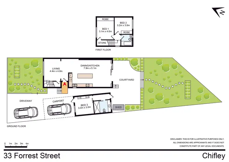 Floorplan of Homely semi-detached listing, 33 Forrest Street, Chifley NSW 2036