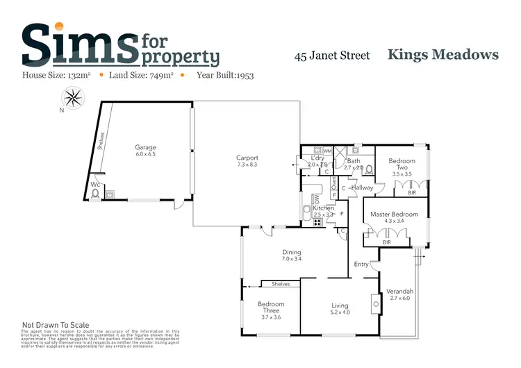 Floorplan of Homely house listing, 45 Janet Street, Kings Meadows TAS 7249
