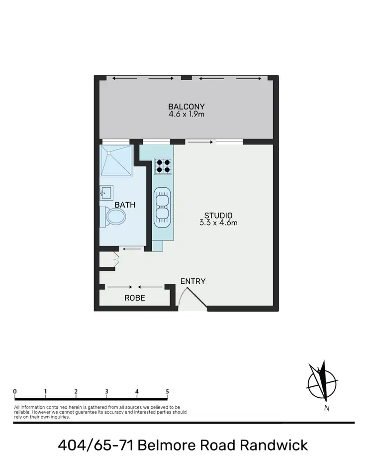 Floorplan of Homely studio listing, 404/65-71 Belmore Rd, Randwick NSW 2031