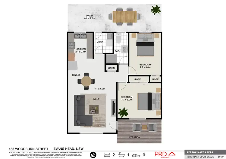Floorplan of Homely unit listing, 1/135 Woodburn Street, Evans Head NSW 2473
