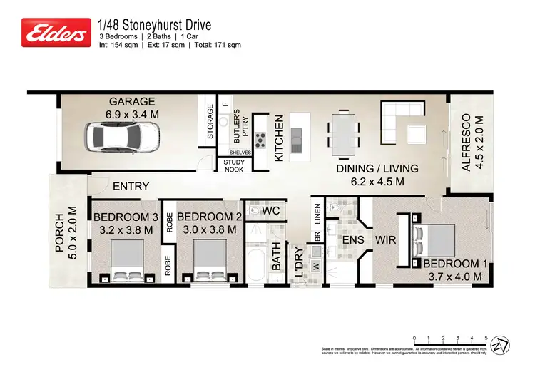 Floorplan of Homely semi-detached listing, 1/48 Stoneyhurst Drive, Lennox Head NSW 2478