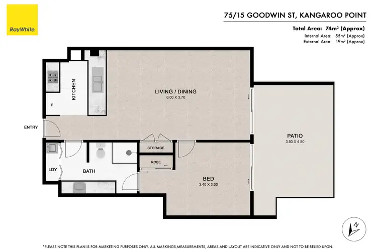 Floorplan of Homely apartment listing, 75/15 Goodwin Street, Kangaroo Point QLD 4169