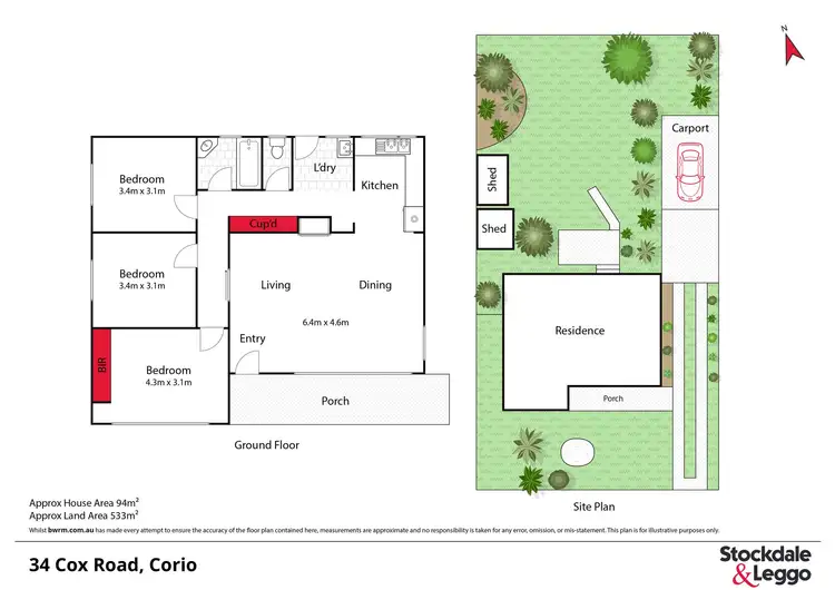 Floorplan of Homely house listing, 34 Cox Road, Corio VIC 3214