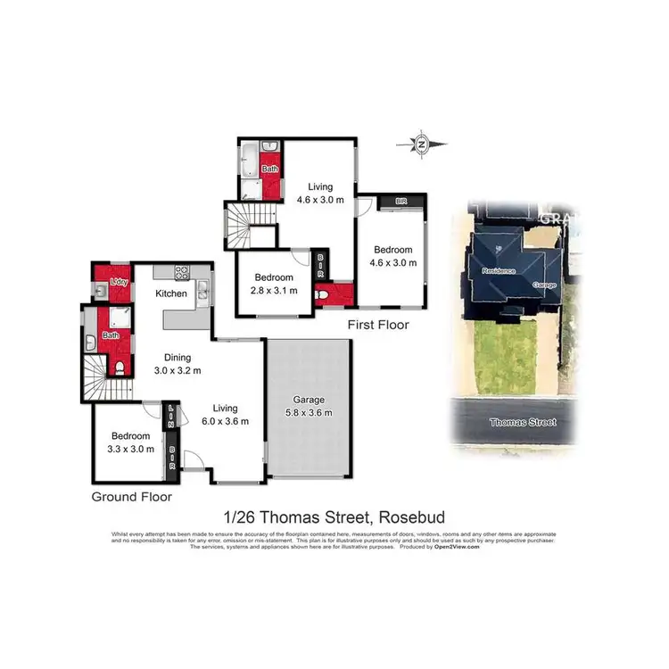 Floorplan of Homely townhouse listing, 1/26 Thomas Street, Rosebud VIC 3939