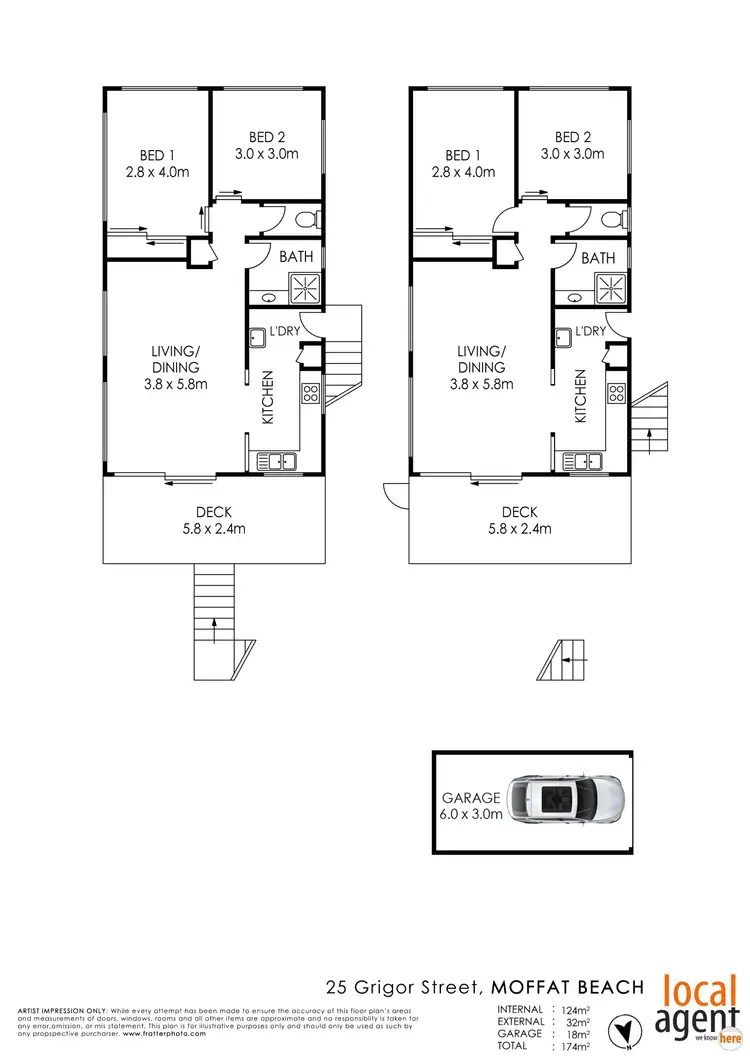 Floorplan of Homely semi-detached listing, 25 Grigor St, Moffat Beach QLD 4551