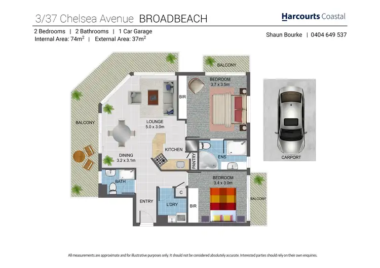 Floorplan of Homely apartment listing, 3/37 Chelsea Avenue, Broadbeach QLD 4218