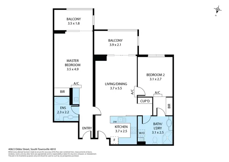 Floorplan of Homely unit listing, 408/2 Dibbs Street, South Townsville QLD 4810