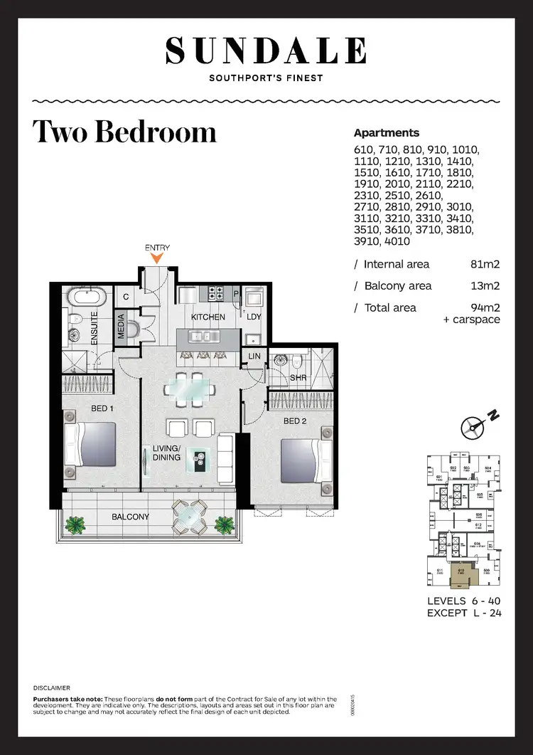 Floorplan of Homely apartment listing, 4010/2 Como Crescent, Southport QLD 4215