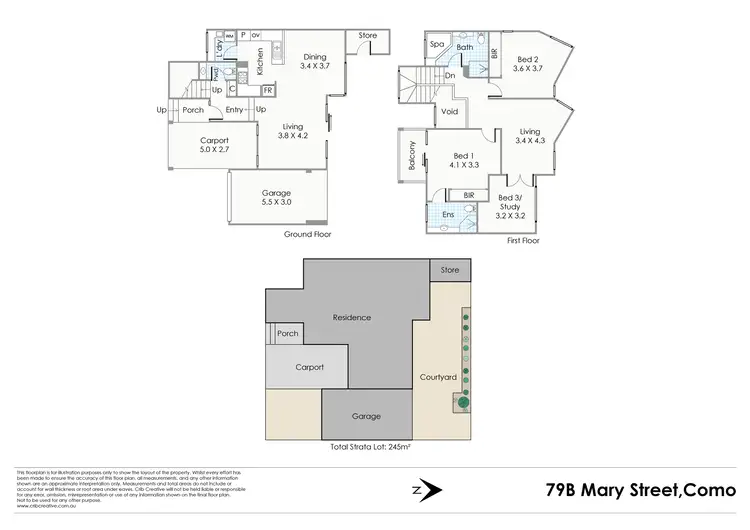 Floorplan of Homely townhouse listing, 79B Mary Street, Como WA 6152
