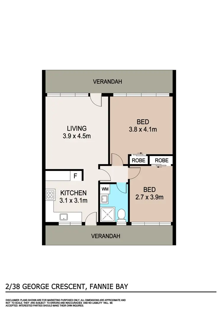 Floorplan of Homely unit listing, 2/38 George Crescent, Fannie Bay NT 820