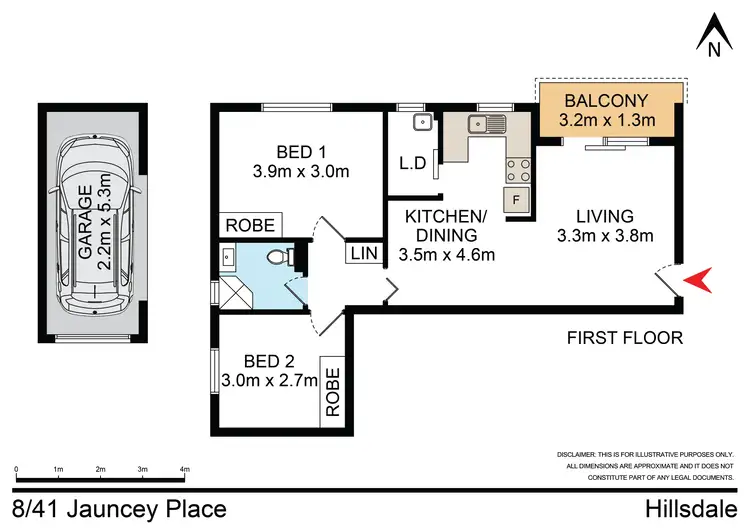 Floorplan of Homely apartment listing, 8/41 Jauncey Place, Hillsdale NSW 2036