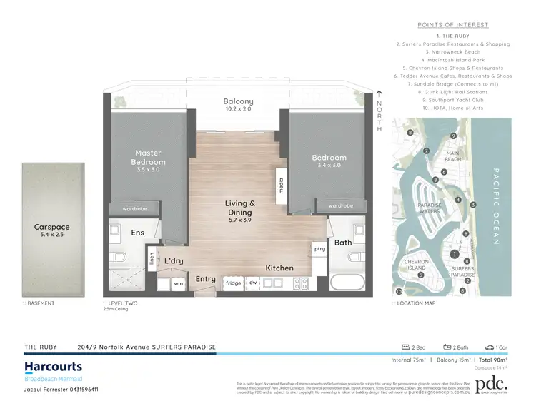 Floorplan of Homely apartment listing, 204/9 Norfolk Ave, Surfers Paradise QLD 4217