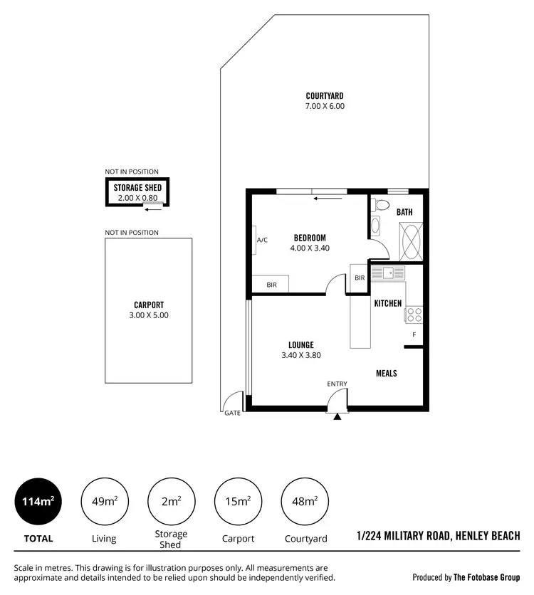 Floorplan of Homely unit listing, 1/224 Military Road, Henley Beach SA 5022