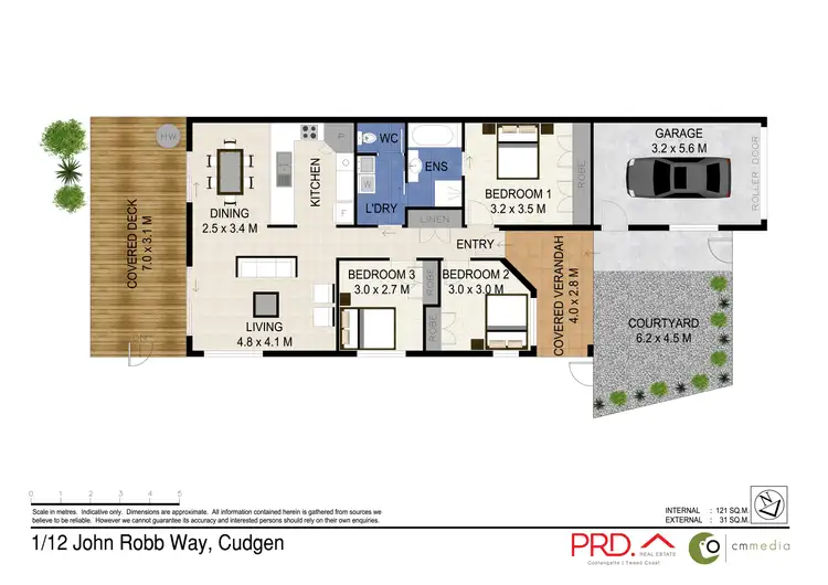 Floorplan of Homely semi-detached listing, 1/12 John Robb Way, Cudgen NSW 2487