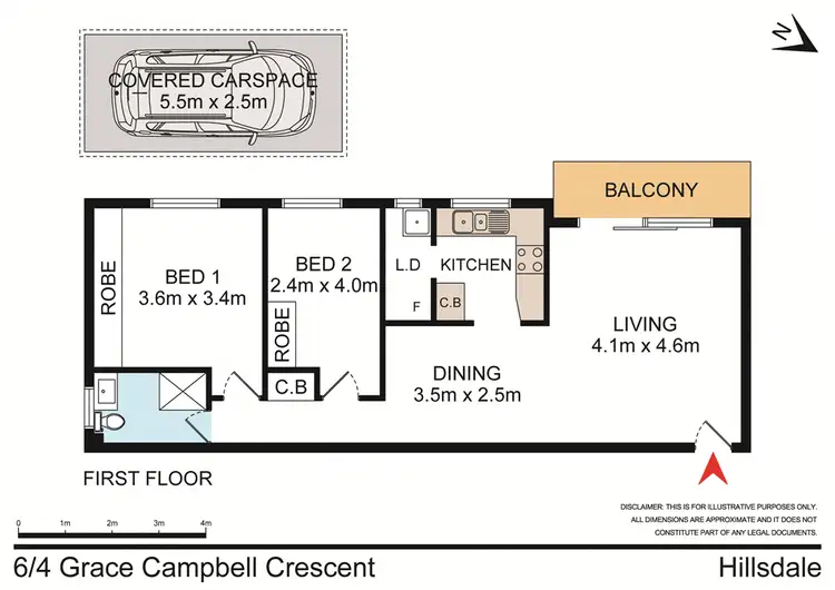Floorplan of Homely unit listing, 6/4 Grace Campbell Crescent, Hillsdale NSW 2036