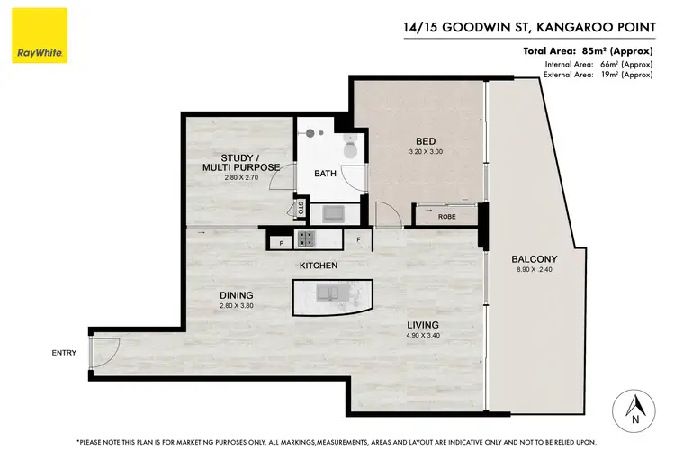 Floorplan of Homely apartment listing, 14/15 Goodwin Street, Kangaroo Point QLD 4169