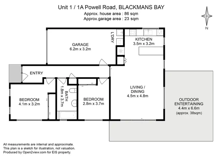 Floorplan of Homely villa listing, 1/1a Powell Road, Blackmans Bay TAS 7052