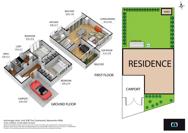 Floorplan of Homely townhouse listing, 3/18 The Cockleshell, Noosaville QLD 4566