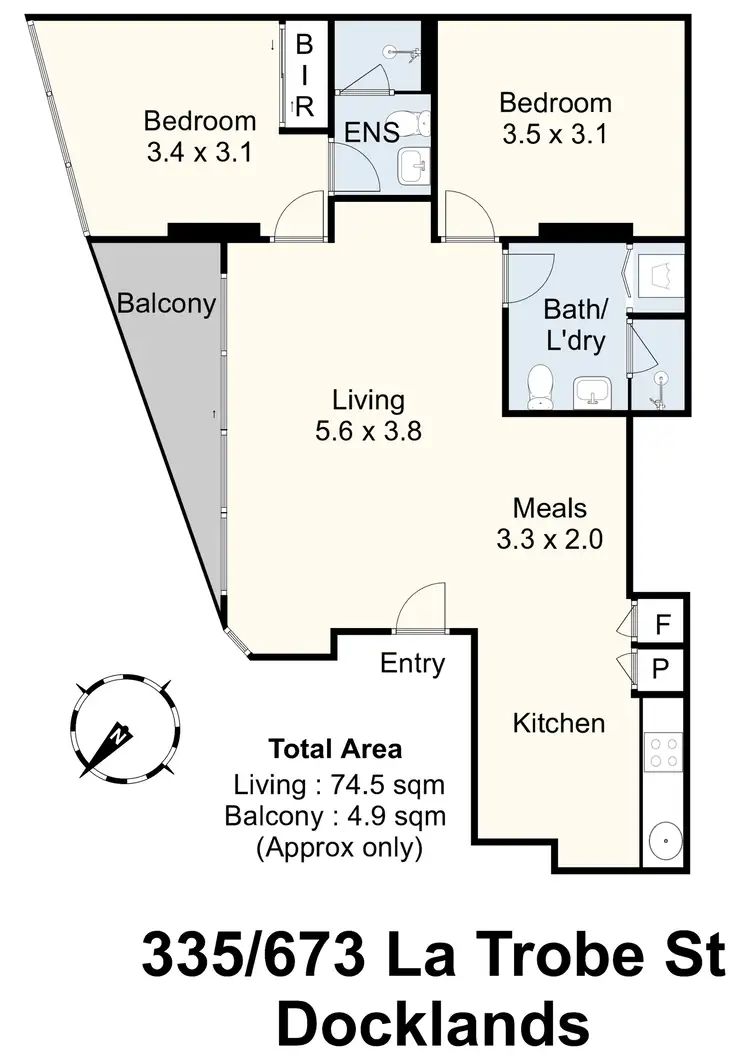 Floorplan of Homely apartment listing, 335/673 La Trobe Street, Docklands VIC 3008