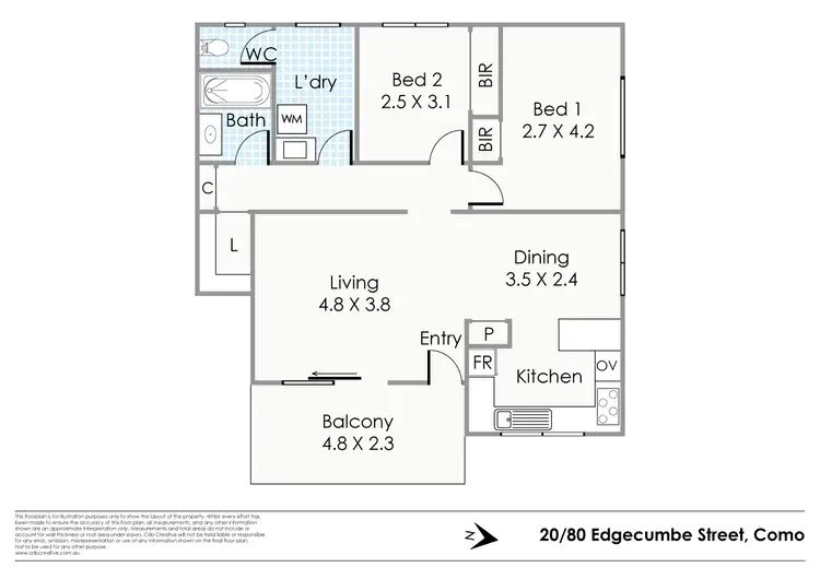 Floorplan of Homely unit listing, 20/80 Edgecumbe Street, Como WA 6152