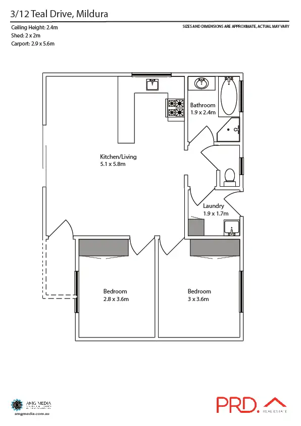Floorplan of Homely unit listing, Unit 3, 12 Teal Drive, Mildura VIC 3500