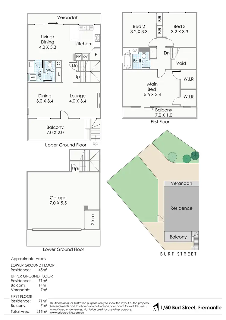 Floorplan of Homely townhouse listing, 1/50 Burt Street, Fremantle WA 6160