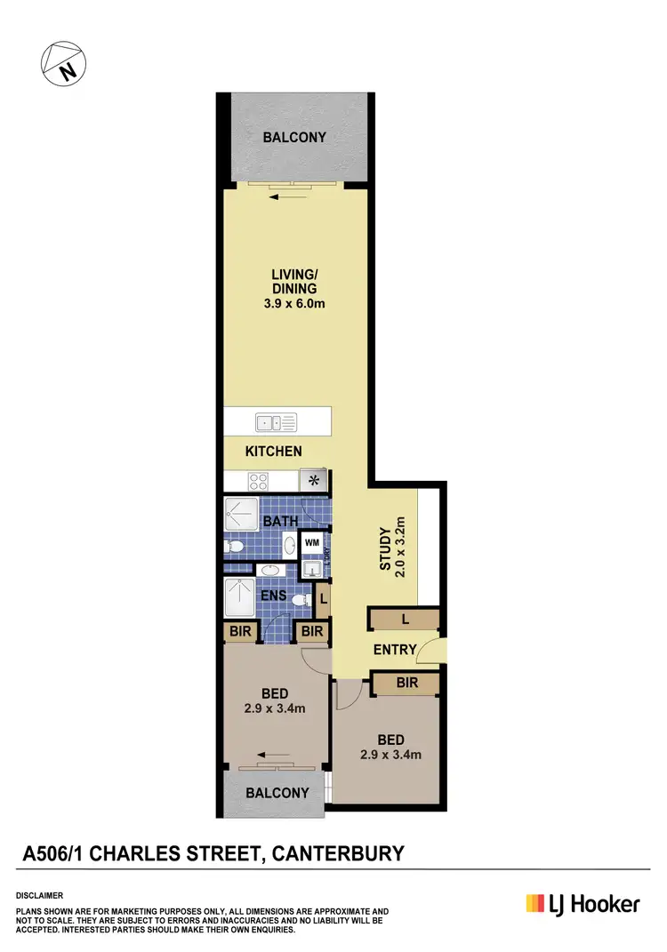 Floorplan of Homely unit listing, A506/1 Charles Street, Canterbury NSW 2193