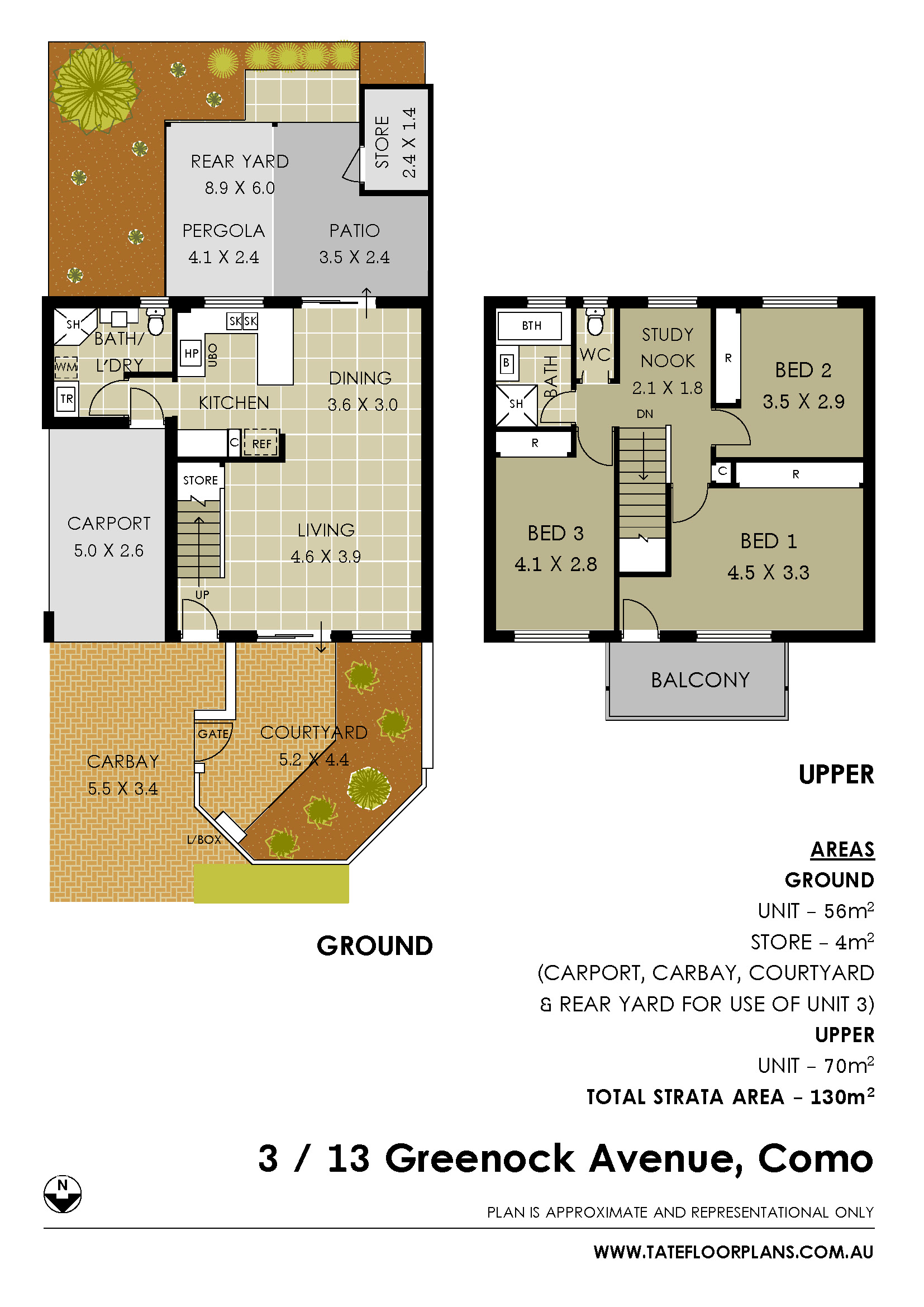 Floorplan of Homely townhouse listing, 3/13 Greenock Ave, Como WA 6152