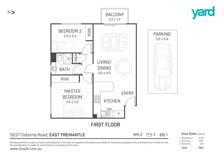 Floorplan of Homely apartment listing, 19/37 Osborne Road, East Fremantle WA 6158