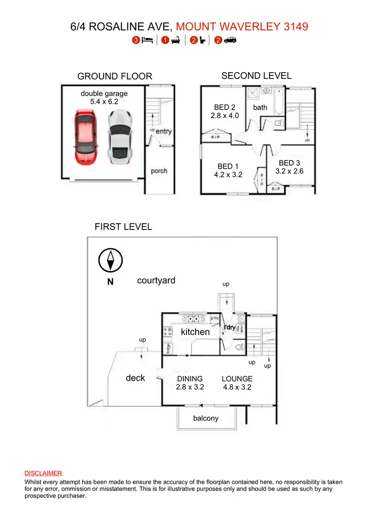 Floorplan of Homely townhouse listing, 6/2-4 Rosaline Avenue, Mount Waverley VIC 3149