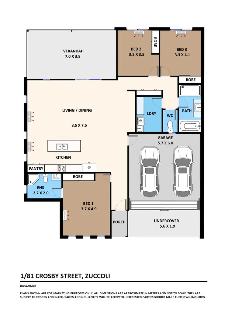 Floorplan of Homely semi-detached listing, 1/81 Crosby Street, Zuccoli NT 832