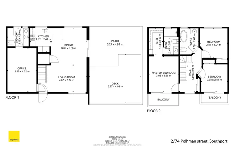 Floorplan of Homely townhouse listing, 2/74 Pohlman Street, Southport QLD 4215