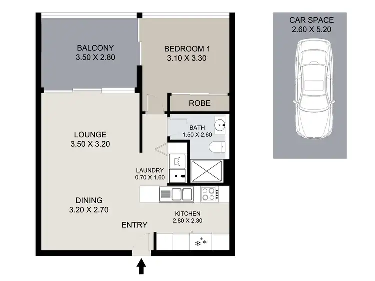 Floorplan of Homely apartment listing, 305/27 Commercial Road, Newstead QLD 4006
