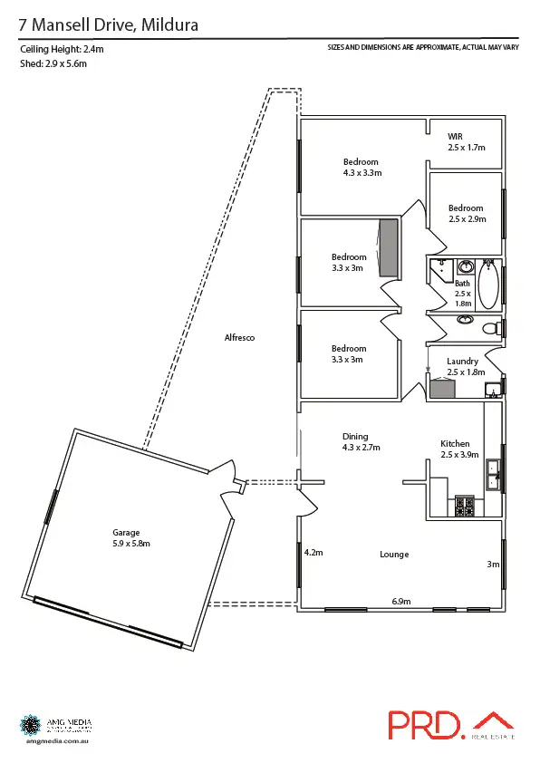 Floorplan of Homely house listing, 7 Mansell Drive, Mildura VIC 3500