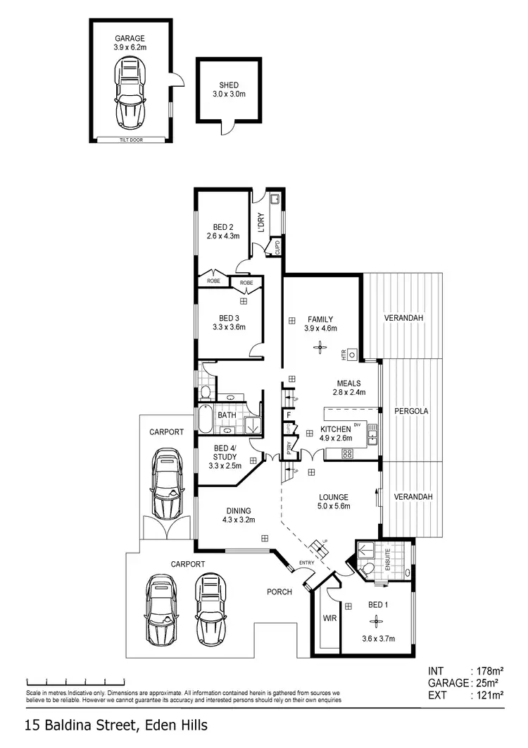 Floorplan of Homely house listing, 15 Baldina Street, Eden Hills SA 5050