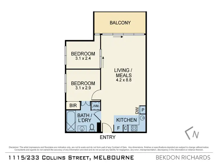 Floorplan of Homely apartment listing, 1115/233 Collins St, Melbourne VIC 3000