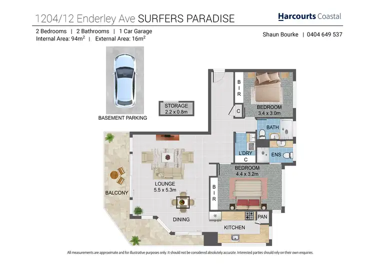 Floorplan of Homely apartment listing, 1204/12 Enderley Avenue, Surfers Paradise QLD 4217