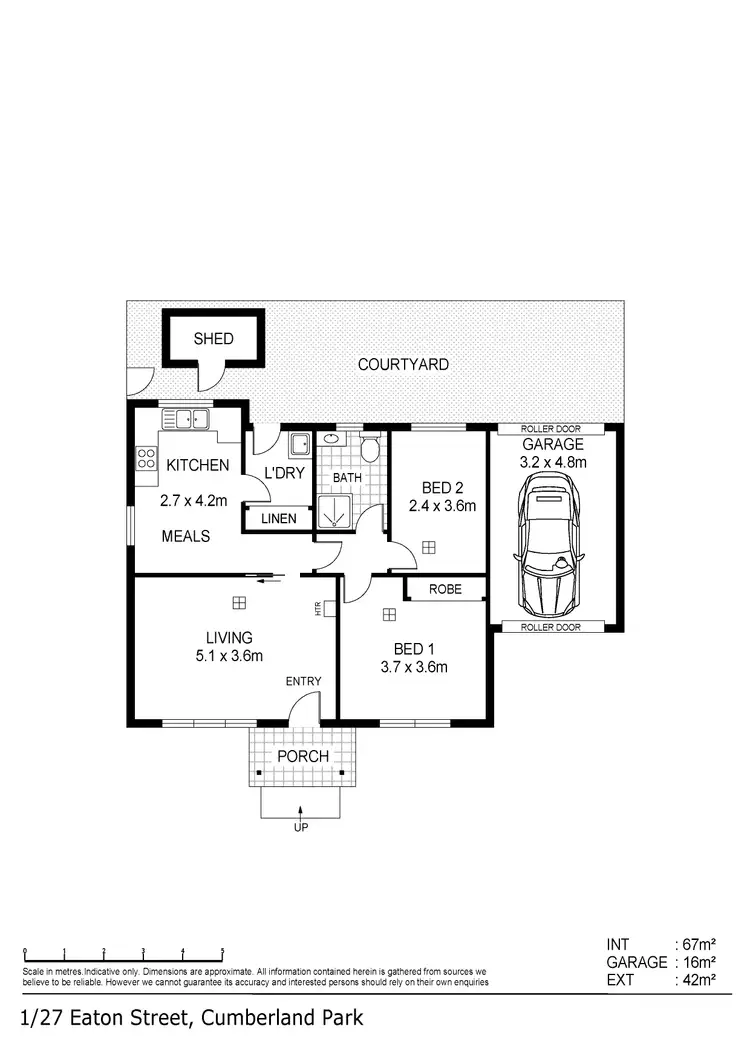 Floorplan of Homely unit listing, 1/27 Eaton Street, Cumberland Park SA 5041