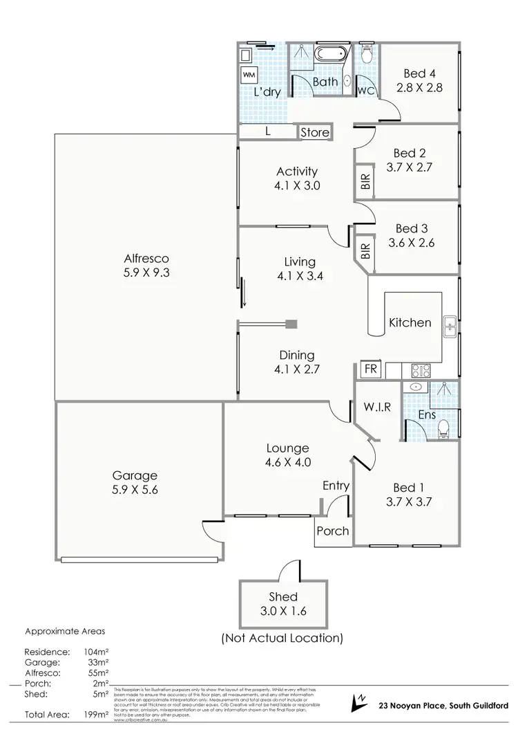 Floorplan of Homely house listing, 23 Nooyan Close, South Guildford WA 6055