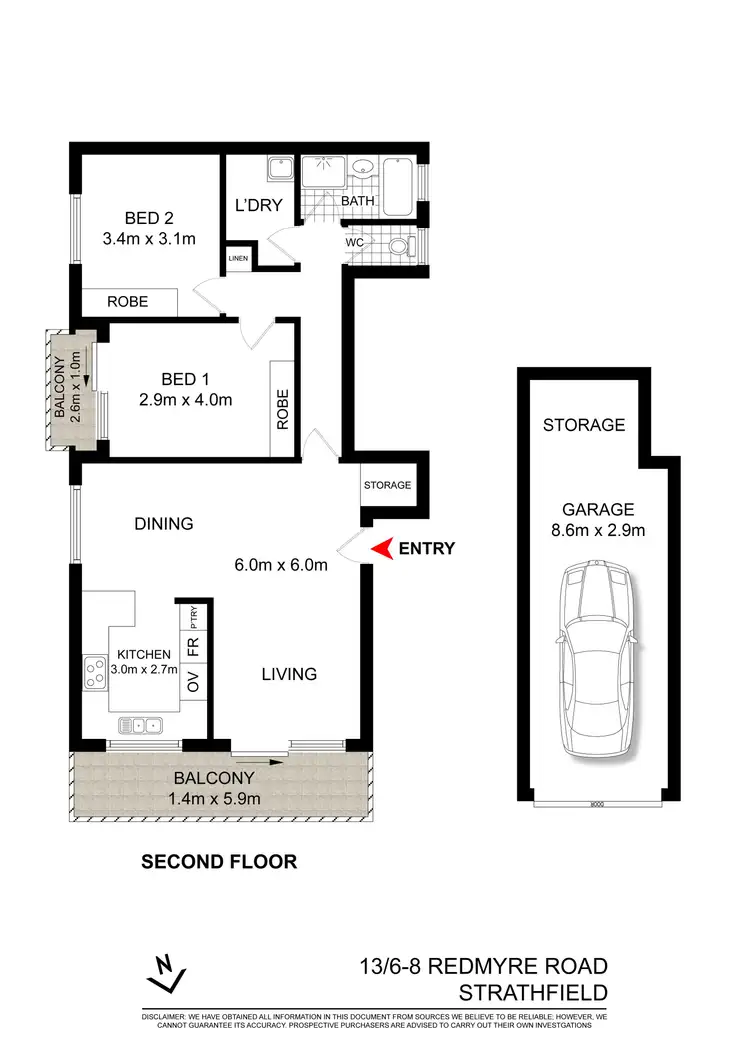 Floorplan of Homely unit listing, 13/6-8 Redmyre Road, Strathfield NSW 2135