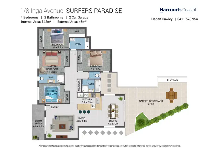Floorplan of Homely semi-detached listing, 1/8 Inga Avenue, Surfers Paradise QLD 4217
