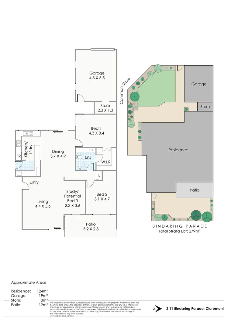 Floorplan of Homely villa listing, 2/11 Bindaring Parade, Claremont WA 6010
