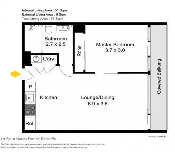 Floorplan of Homely unit listing, 1206/101 Marine Parade, Redcliffe QLD 4020