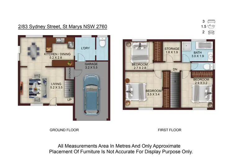 Floorplan of Homely townhouse listing, 2/83 Sydney Street, St Marys NSW 2760