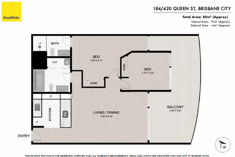 Floorplan of Homely apartment listing, 184/420 Queen Street, Brisbane City QLD 4000
