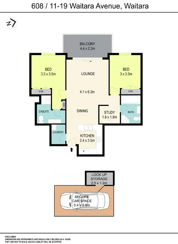 Floorplan of Homely apartment listing, 608/11-19 Waitara Avenue, Waitara NSW 2077