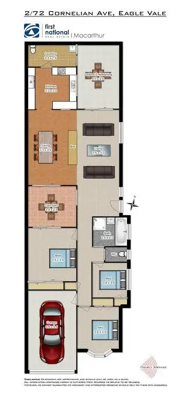 Floorplan of Homely semi-detached listing, 2/72 Cornelian Avenue, Eagle Vale NSW 2558
