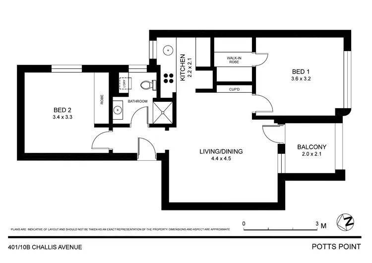 Floorplan of Homely apartment listing, 401/10b Challis Avenue, Potts Point NSW 2011