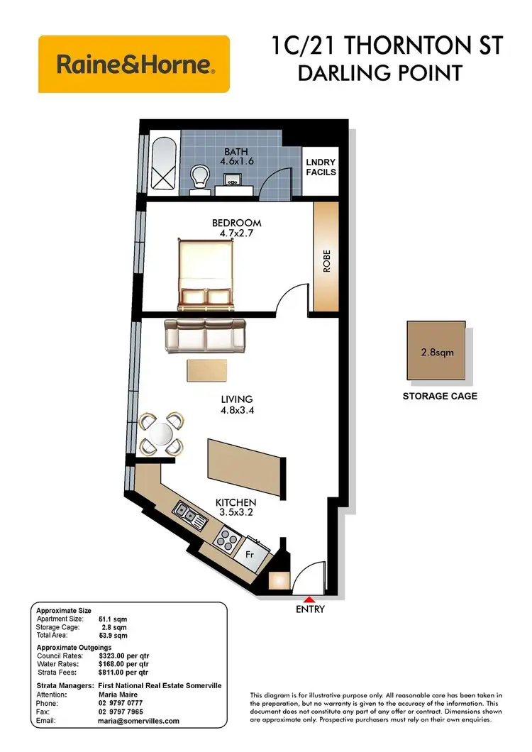 Floorplan of Homely apartment listing, 1C/21 Thornton Street, Darling Point NSW 2027